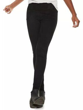 Juniors' Mudd High Waisted Faux Suede Ponte Leggings Black Size Small NWT $40